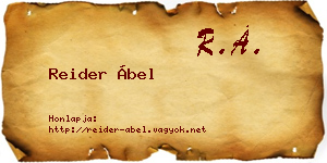 Reider Ábel névjegykártya
